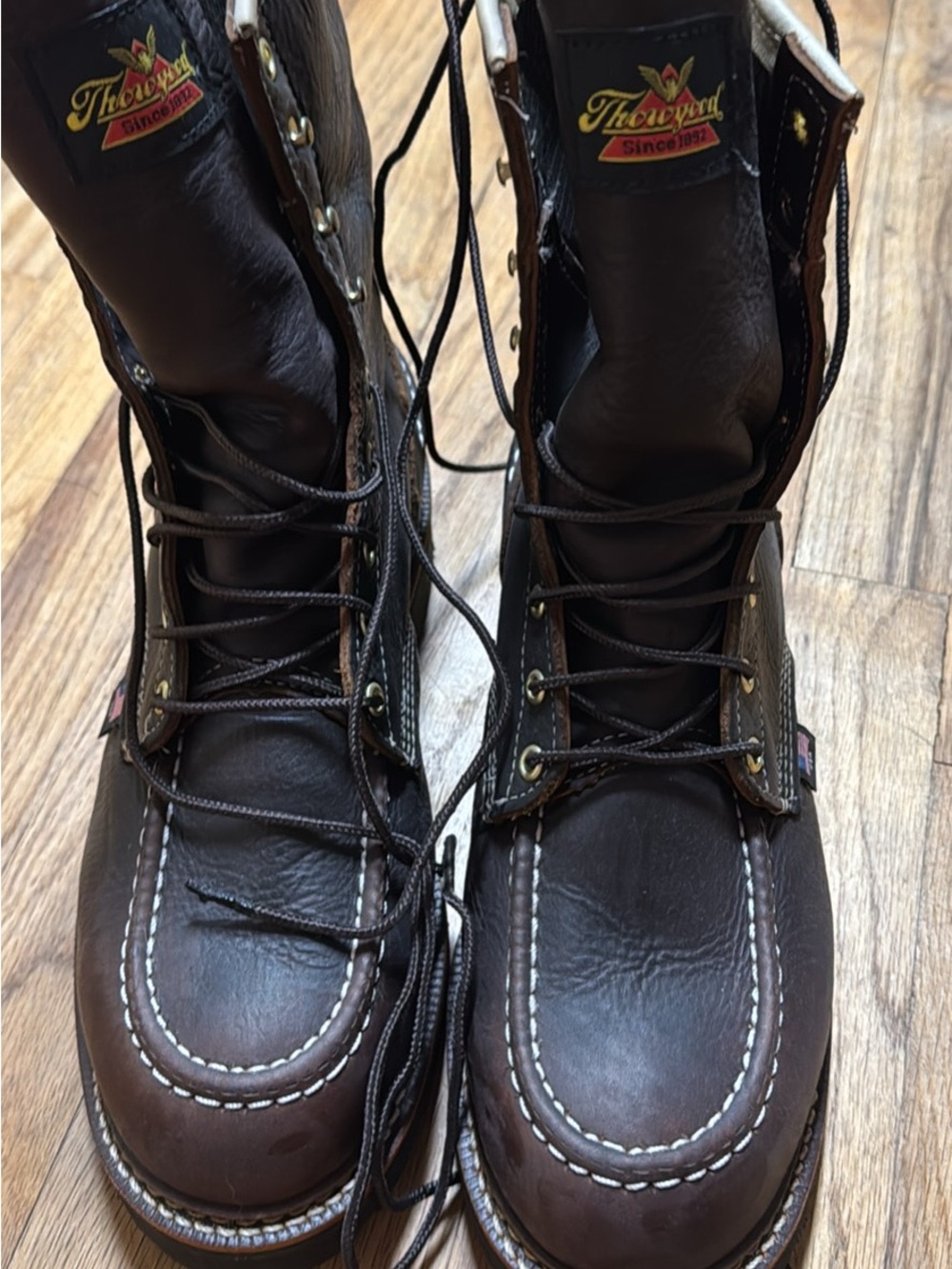 Thorogood Men's Brown Leather Work Boots - Moc Toe, Lace-Up